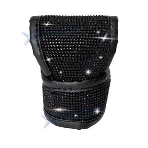 Auto Car Gear Shift Knob Cover Rhinestone Glitter Bling Black  w/ Faux Leather
